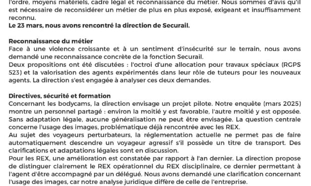 Tract Securail : discussion constructive avec la direction