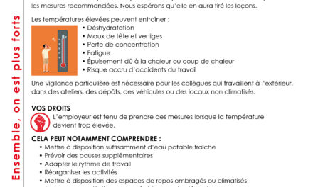 CHALEUR AU TRAVAIL ? VOTRE SANTÉ PASSE AVANT TOUT !