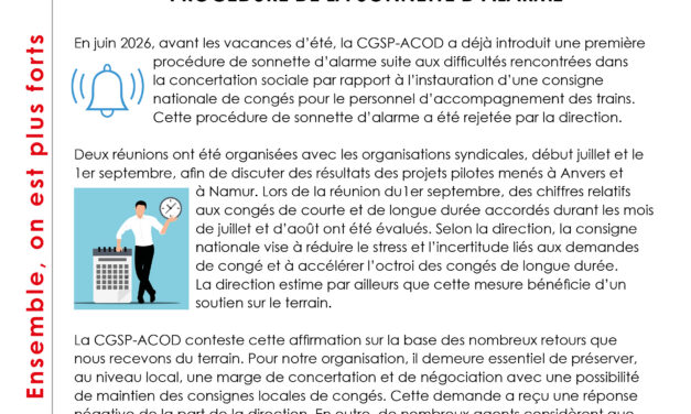SNCB Consigne congés accompagnateurs trains