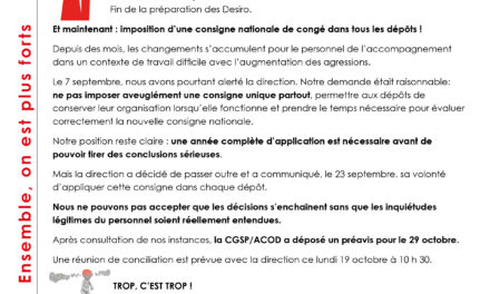 Tract : Préavis consigne congé