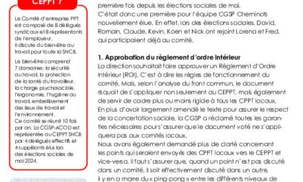 COMPTE RENDU DU COMITÉ D’ENTREPRISE PPT (CEPPT) SNCB DU 26 SEPTEMBRE 2024