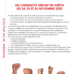 Cheminots grève 24, 25 et 26 novembre 2025
