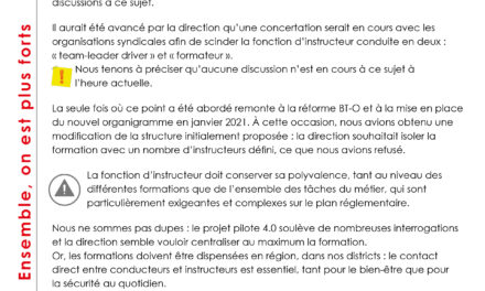 Tract : Communication aux instructeurs conduite