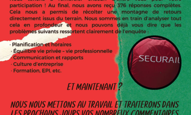ENQUÊTE SECURAIL – MERCI POUR VOTREPARTICIPATION MASSIVE !