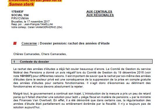 Dossier pensions: rachat des années d’étude