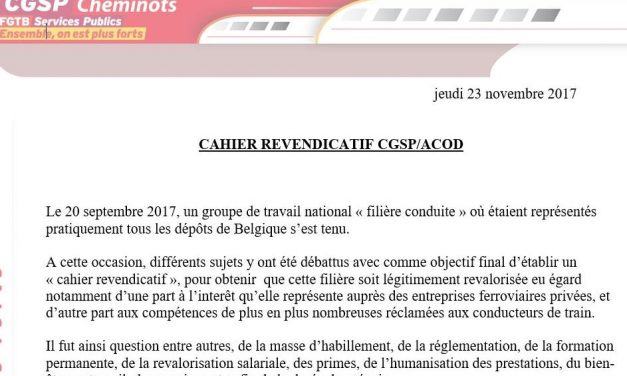 Cahier revendicatif CGSP/ACOD