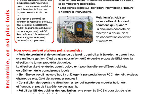 Gestion de la circulation des trains centralisation à Bruxelles