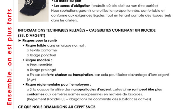 Intervention en CEPPT – Port de la casquette de sécurité