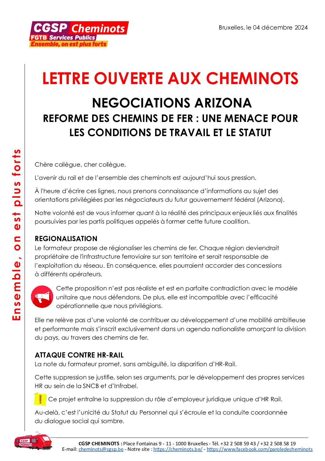 LETTRE OUVERTE AUX CHEMINOTS