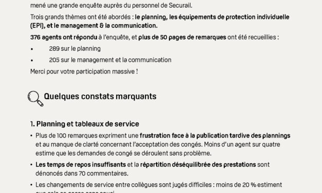 Tract : Résultats de l&rsquo;enquête Securail