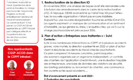 Résumé du CEPPT Infrabel, avril – mai