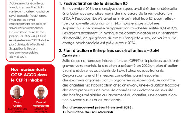 Résumé du CEPPT Infrabel, avril – mai