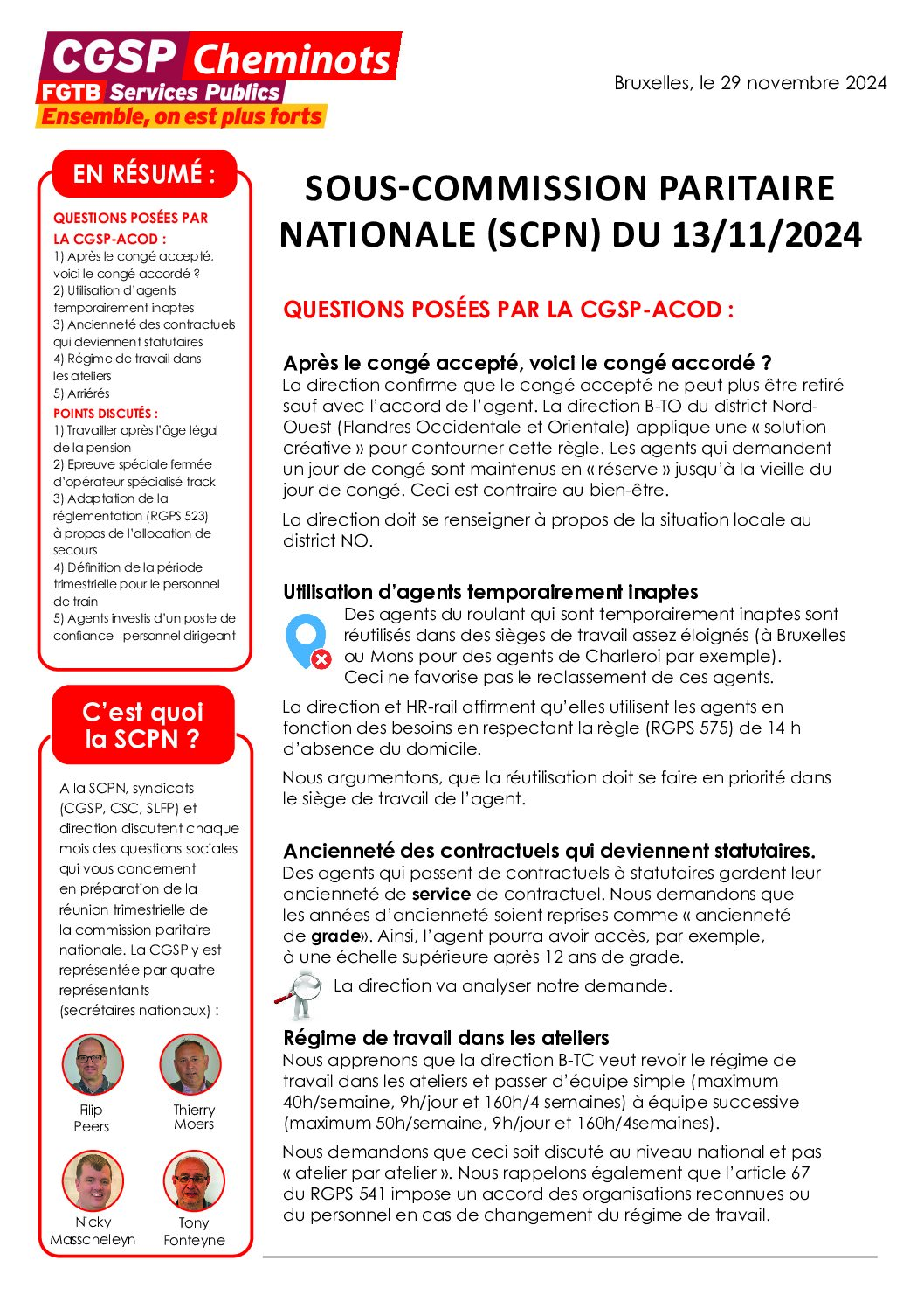 SOUS-COMMISSION PARITAIRENATIONALE (SCPN) DU 13/11/2024