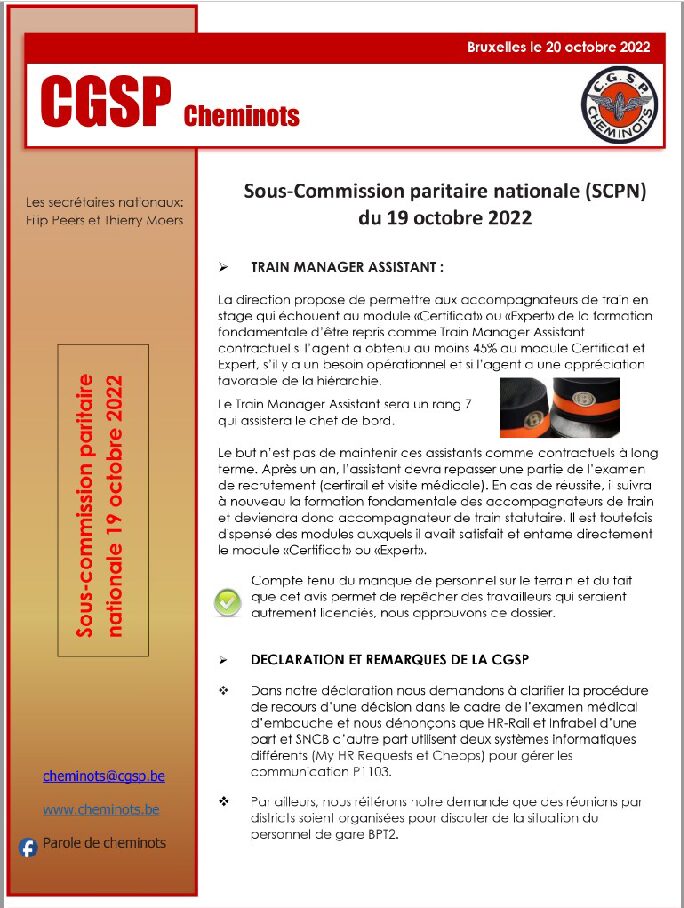 Sous-Commission paritaire nationale (SCPN) du 19 octobre 2022