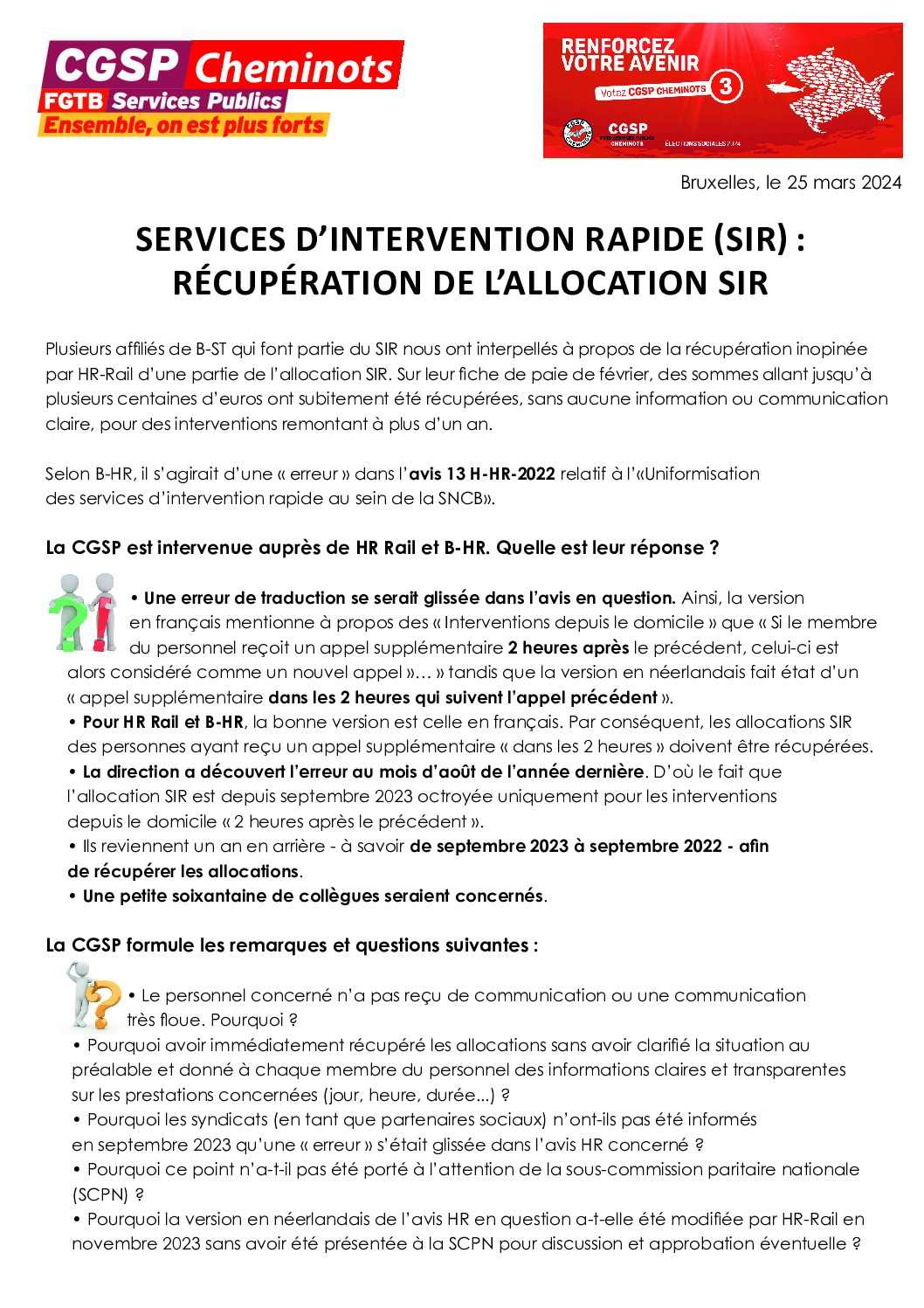 SERVICES D’INTERVENTION RAPIDE (SIR)