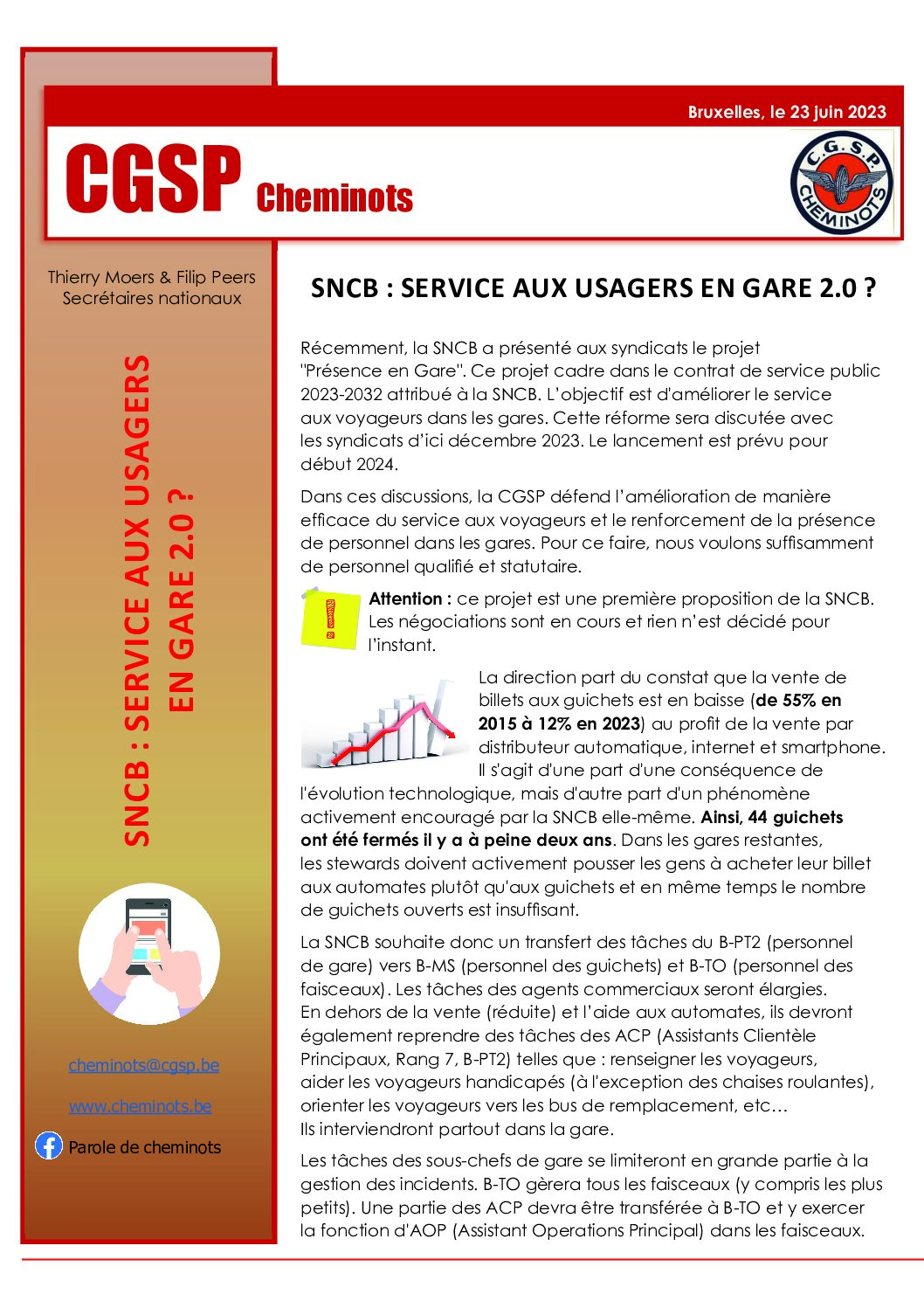 SNCB : SERVICE AUX USAGERS EN GARE 2.0 ?