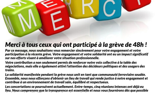 Merci à tous ceux qui ont participé à la grève de 48h!